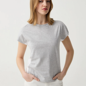 Light gray short-sleeved plain T-shirt